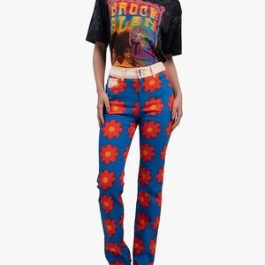 BruceGlen Womens Printed Flare Jean Size 28 NEW Color: Poppy Print